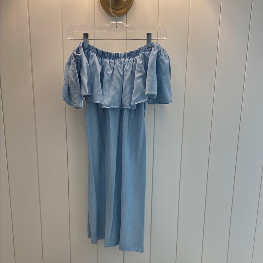 Sugar + Lips Light Blue Off-Shoulder mini dress size Large